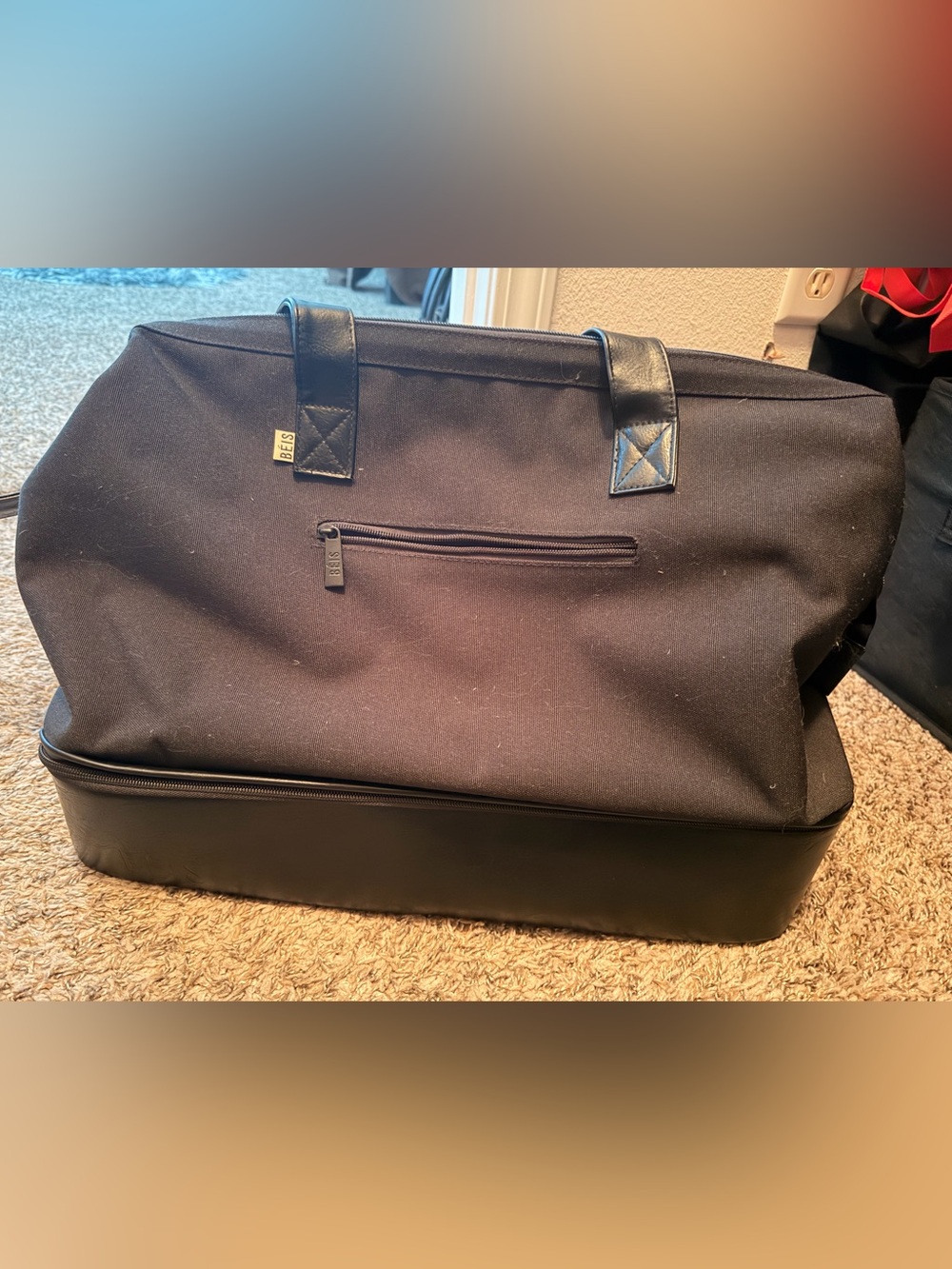 BEIS Black Travel Tote with Leather Accents - Picture 3 of 4